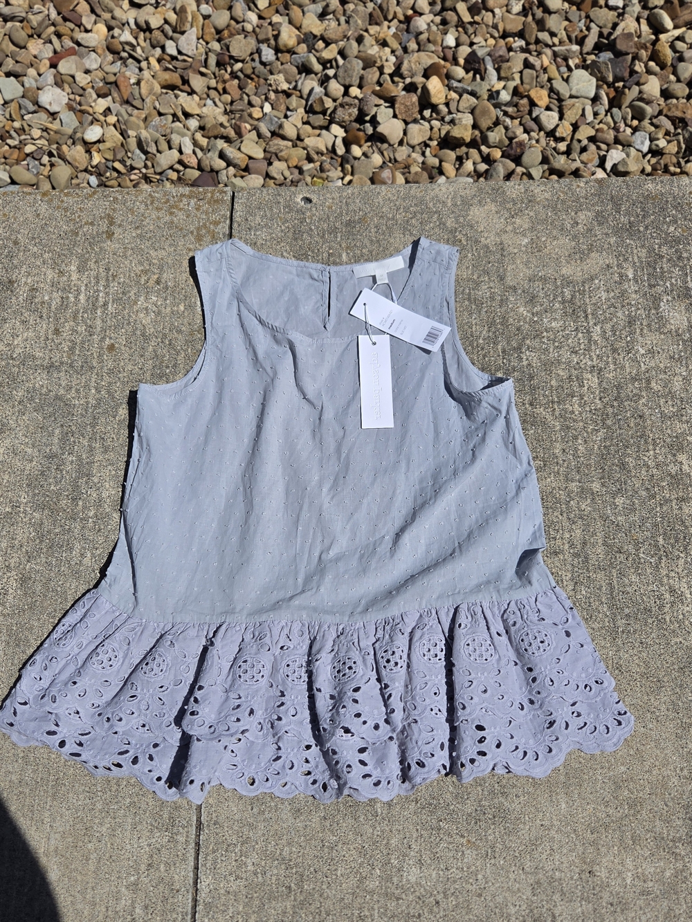 Adyson Parker Light Blue Eyelet Lace Peplum Sleeveless Dress Tank Top Medium